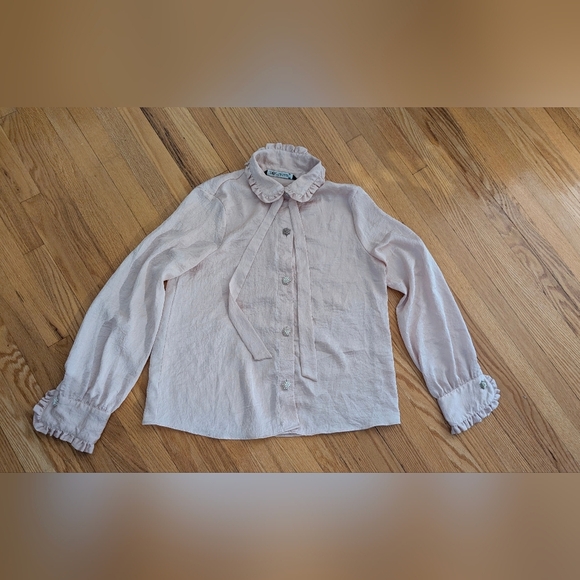 Girls' Pink Ruffled Blouse - Picture 1 of 8